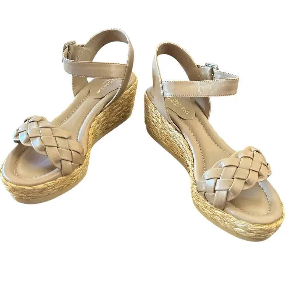 Andre Assous Cecilia Leather Espadrille Wedge Sandals NEW Size 11